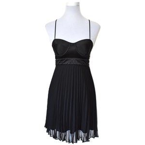 Black Sweetheart Pleated Chiffon Bustier Dress
